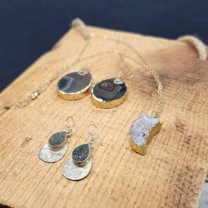 Lot Bundle Gemstone Druzy Crystal Jewelry Earrings Necklace